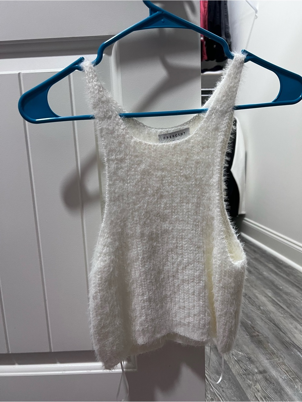 Crescent Cream Fuzzy Knit Tank